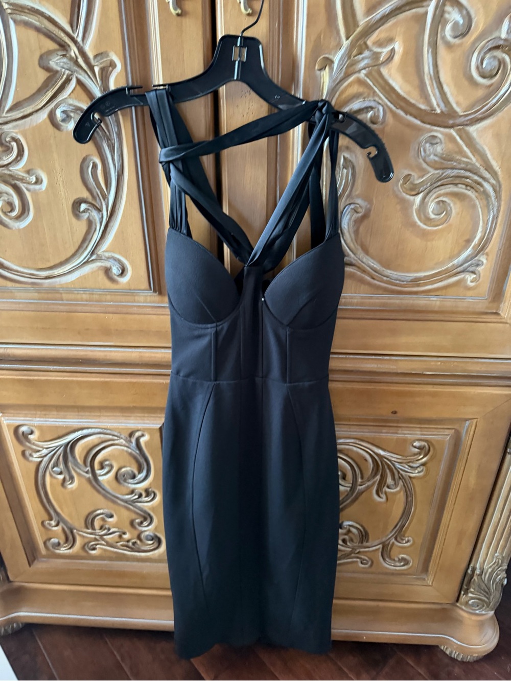 MISHA COLLECTION Black Strappy Bodycon Mini Dress